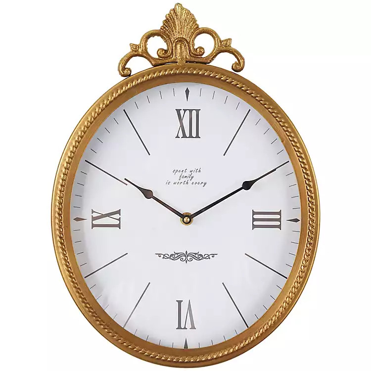 New! Antique Gold Metal Scroll Wall Clock | Kirkland's Home
