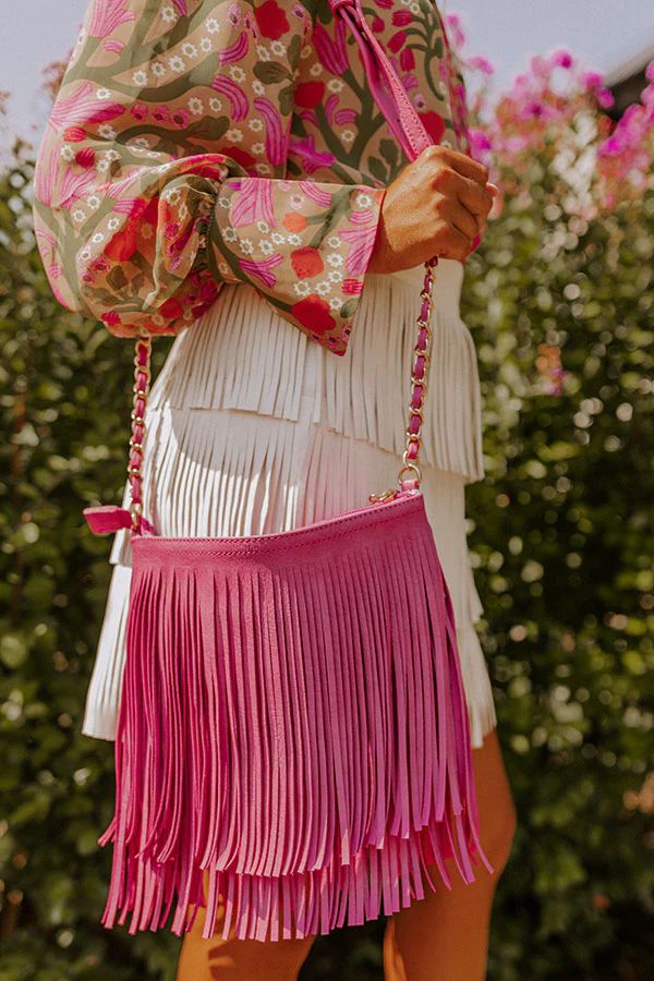 Right On Cue Fringe Crossbody In Pink • Impressions Online Boutique | Impressions Online Boutique