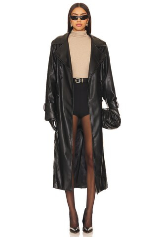 SNDYS Tyra Faux Leather Trench in Black from Revolve.com | Revolve Clothing (Global)