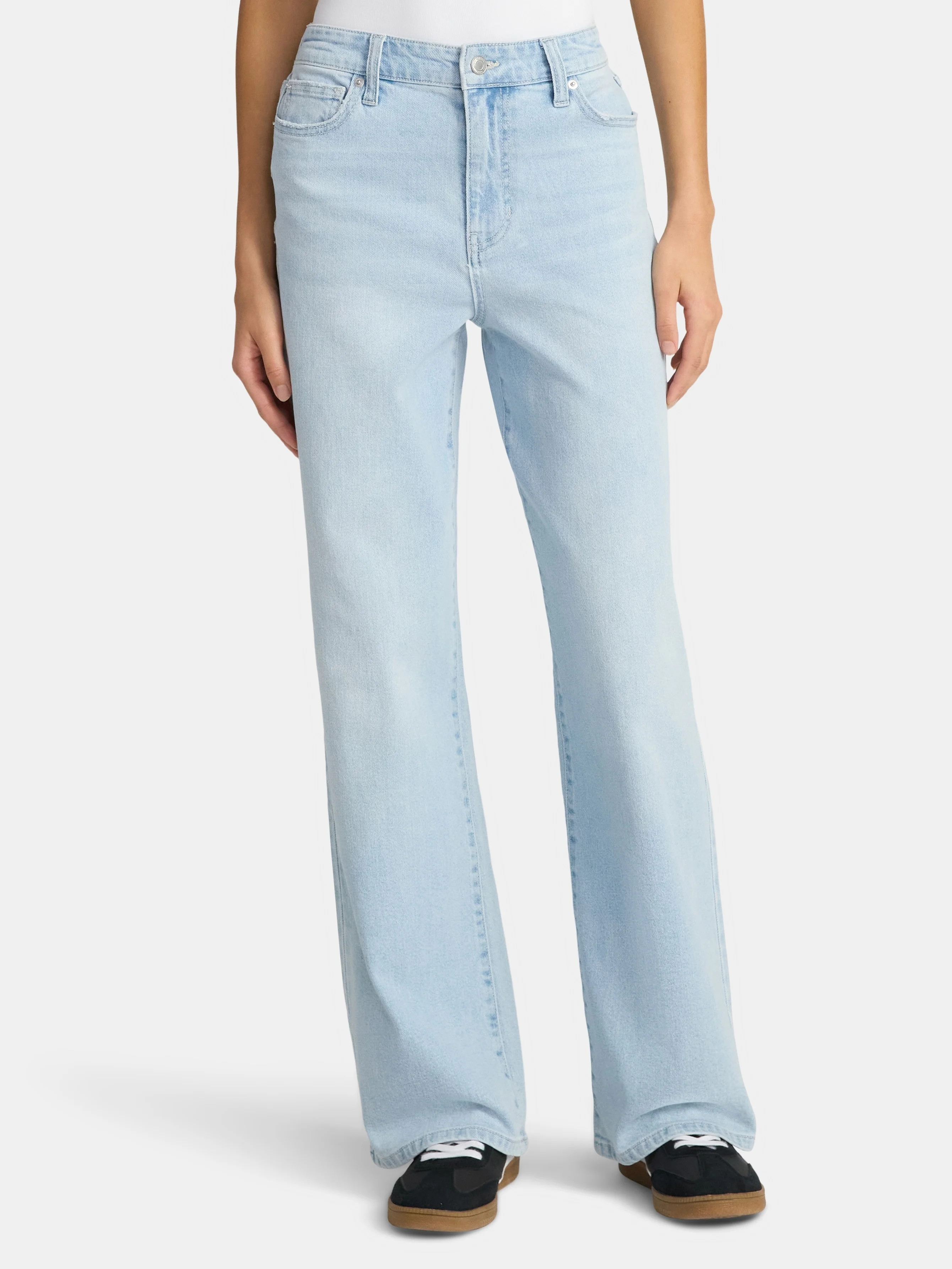 No Boundaries High Rise Baggy Wide Leg Jeans, 32'' Inseam, Women’s and Women's Plus | Walmart (US)