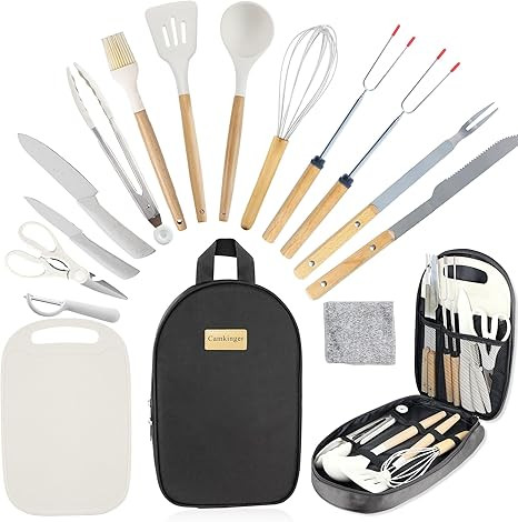 Camping Accessories Kitchen Cooking Utensils Set - Portable Outdoor Camp Cookware Set, Silicone C... | Amazon (US)