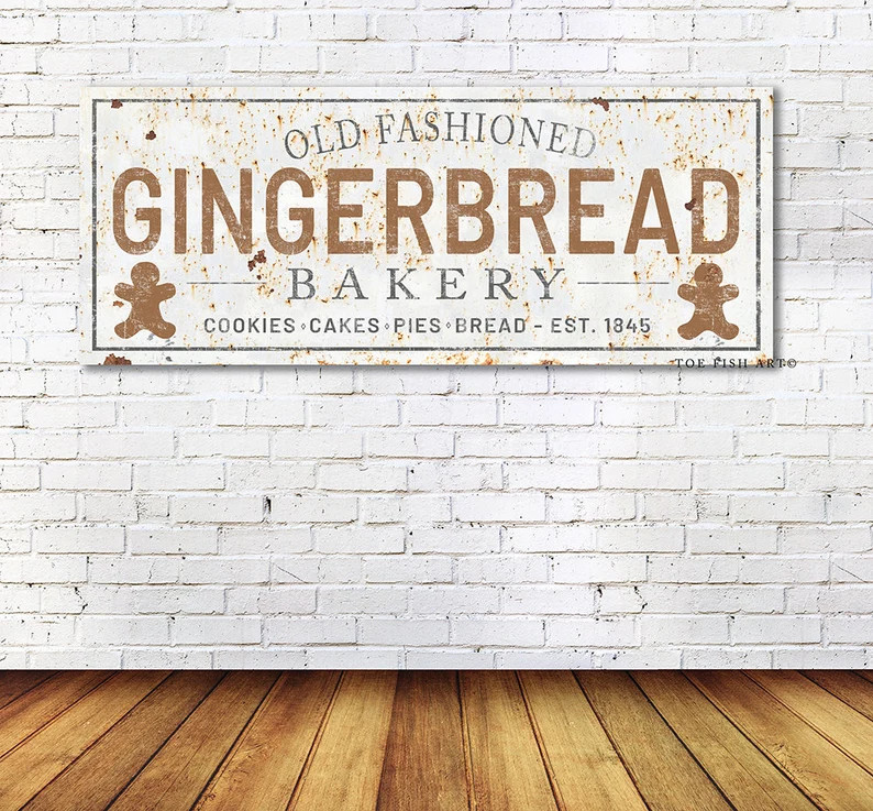 Gingerbread Bakery Sign Christmas Sign Rustic Farmhouse Decor - Etsy | Etsy (US)