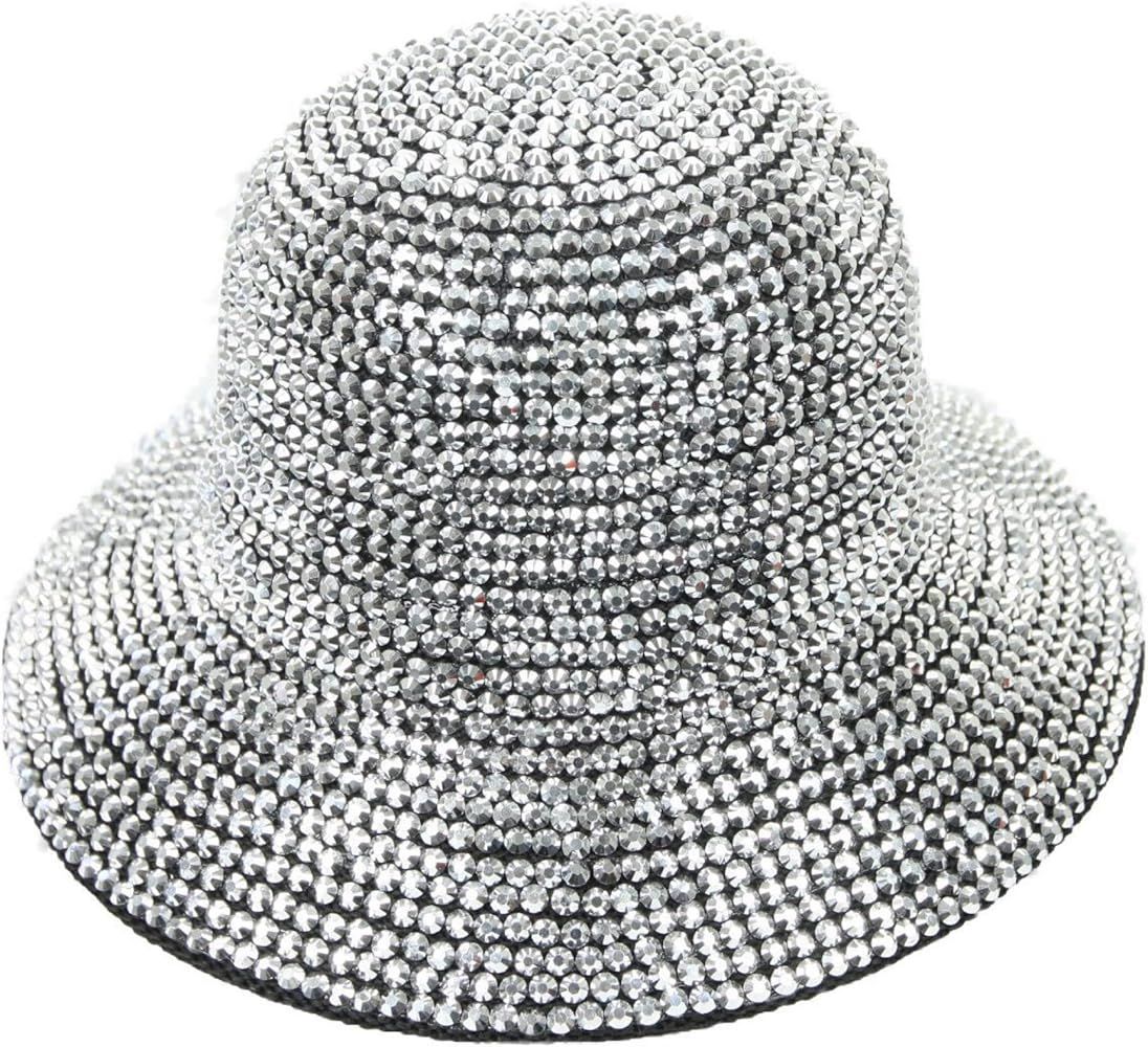 Rhinestone Studded Bucket Hat Bling Bling Hat Hip Hop Rainbow Caps Headwear | Amazon (US)