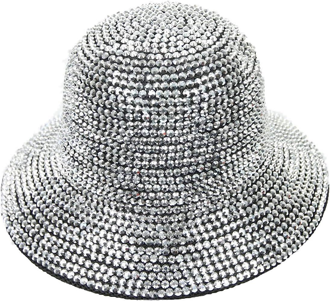 Rhinestone Studded Bucket Hat Bling Bling Hat Hip Hop Rainbow Caps Headwear | Amazon (US)