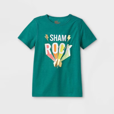 Boys' Adaptive Printed Short Sleeve T-Shirt - Cat & Jack™ Dark Green | Target