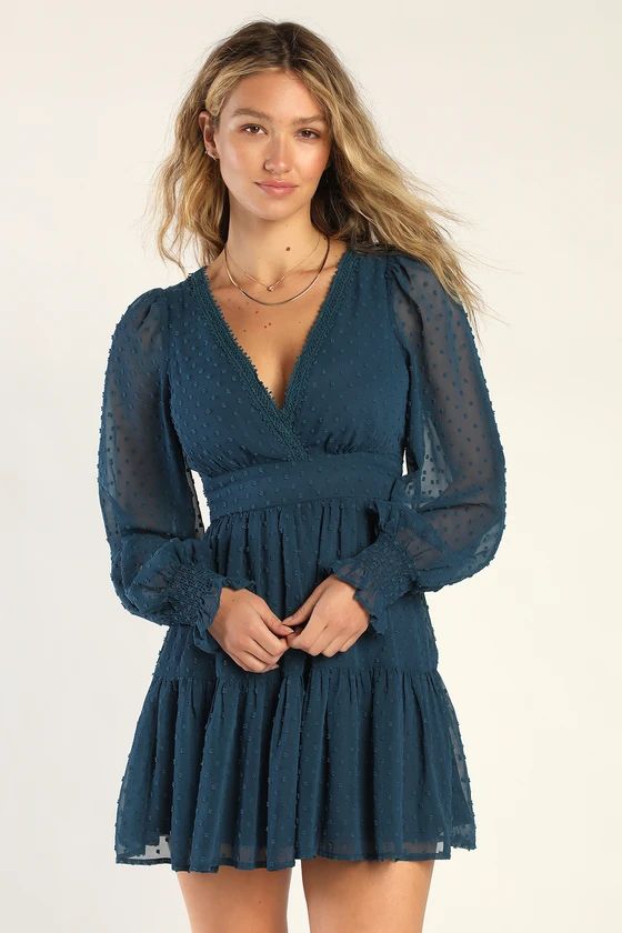Charming Approach Blue Swiss Dot Tiered Mini Dress | Lulus (US)