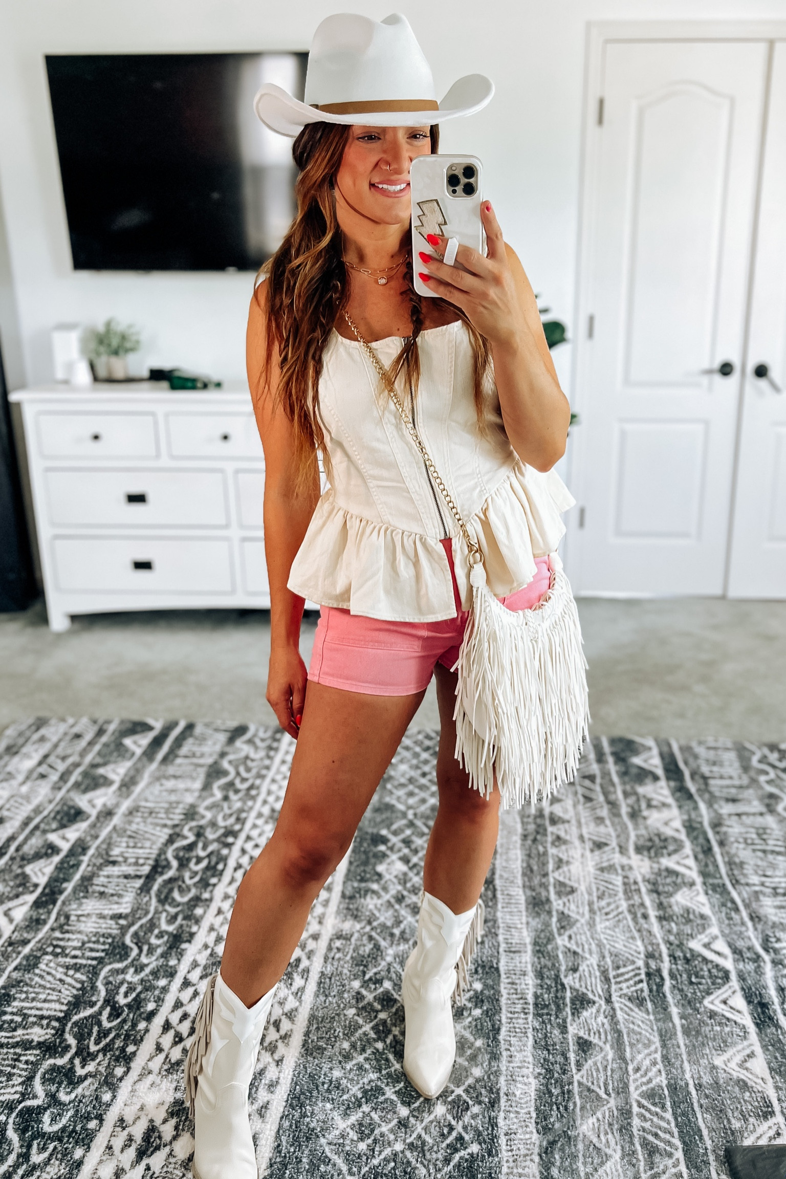 Cutest peplum top! True to size. Shorts run small, size up 1-2 sizes. 

#LTKstyletip #LTKshoecrush #LTKSeasonal