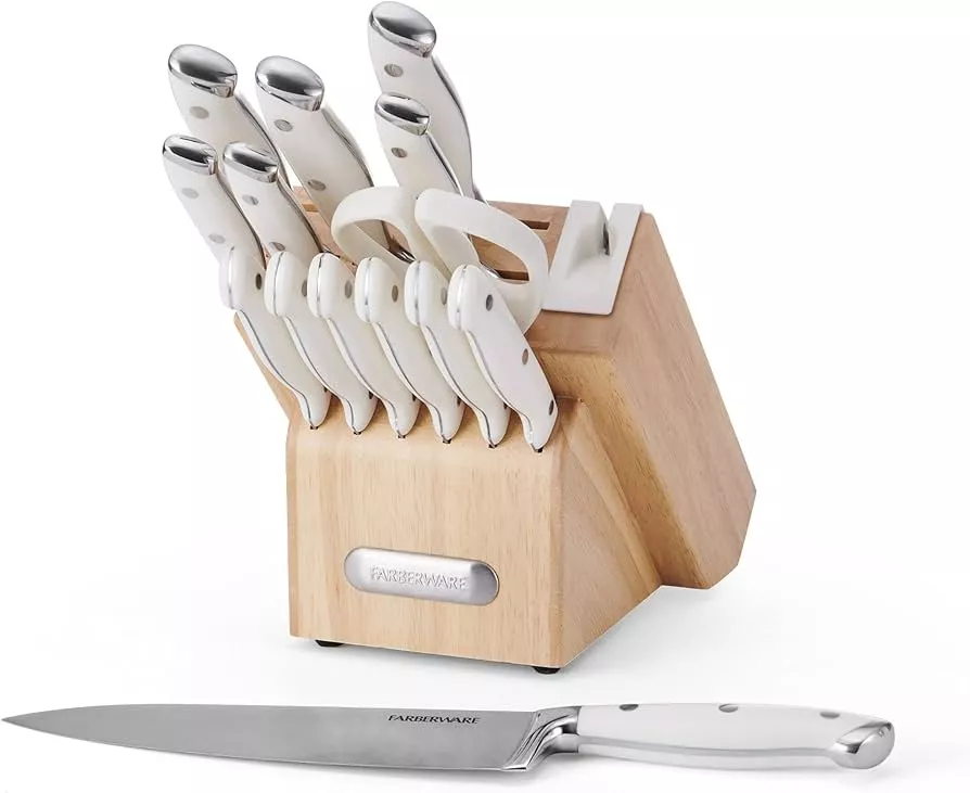 Farberware Edgekeeper Professional 15-piece Forged Triple Riveted Knife  Block Set with Built-in Edgekeeper, Black