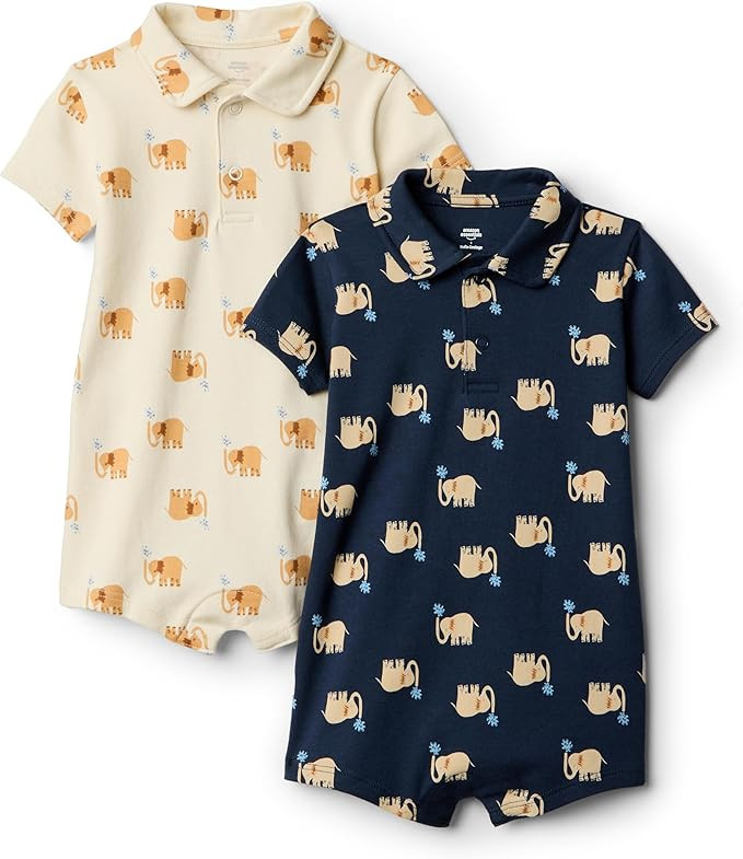 Amazon Essentials x Sofia Grainge Baby Boys' Short Sleeve Romper, Pack of 2 | Amazon (US)