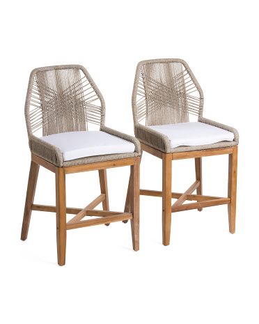 Set Of 2 Rope Crossweave Counter Stools With Cushions | TJ Maxx
