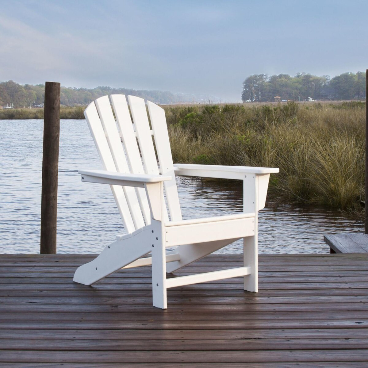 POLYWOOD Palm Coast Recycled Plastic Adirondack in White by - HNA10-WH | BBQ Guys