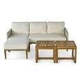 Better Homes & Gardens Davenport Sofa Lounger with Two Acacia Wood Table with Cushions - White | Walmart (US)