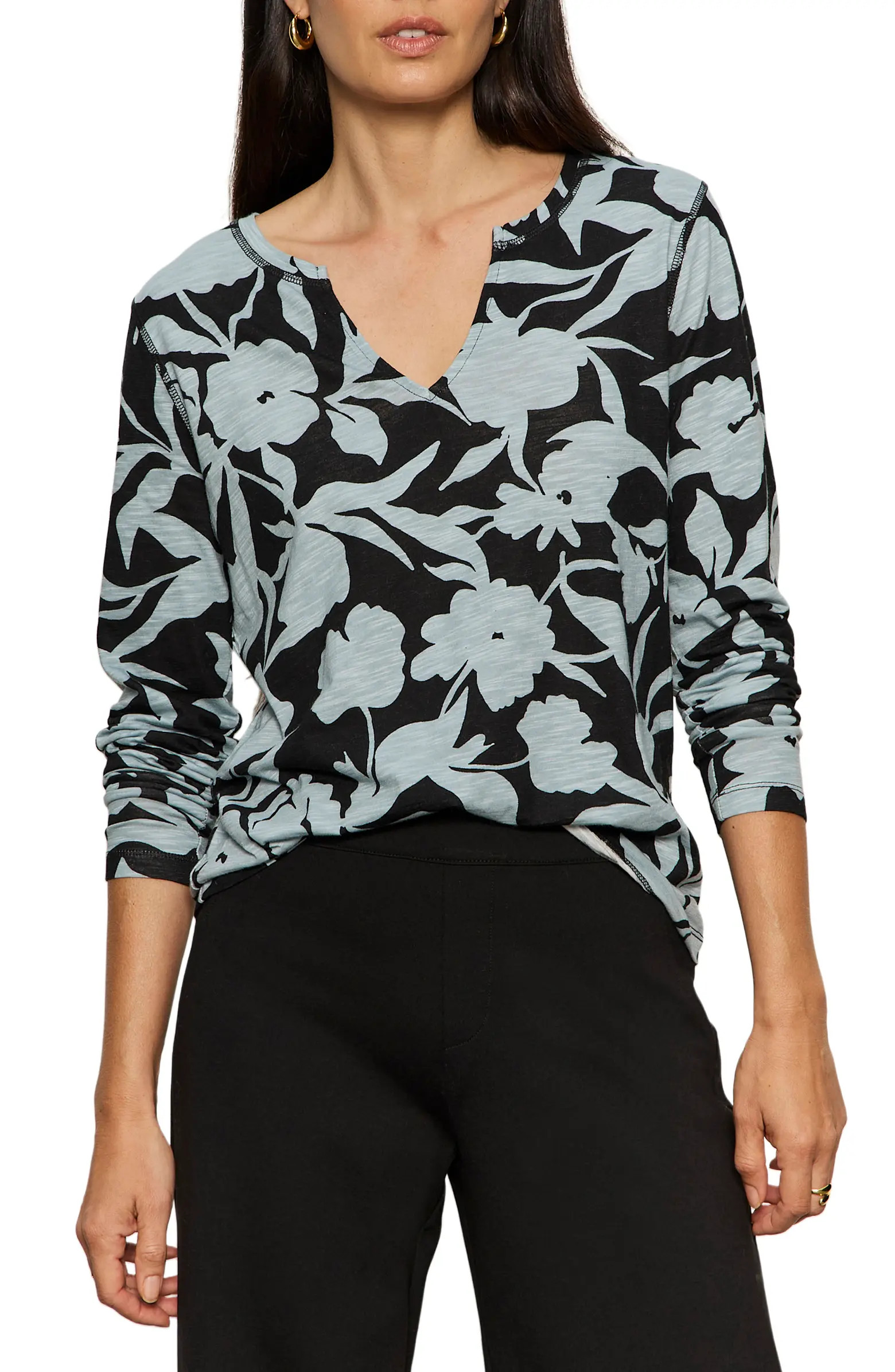 Sanctuary Print Split Neck Knit Top | Nordstrom | Nordstrom