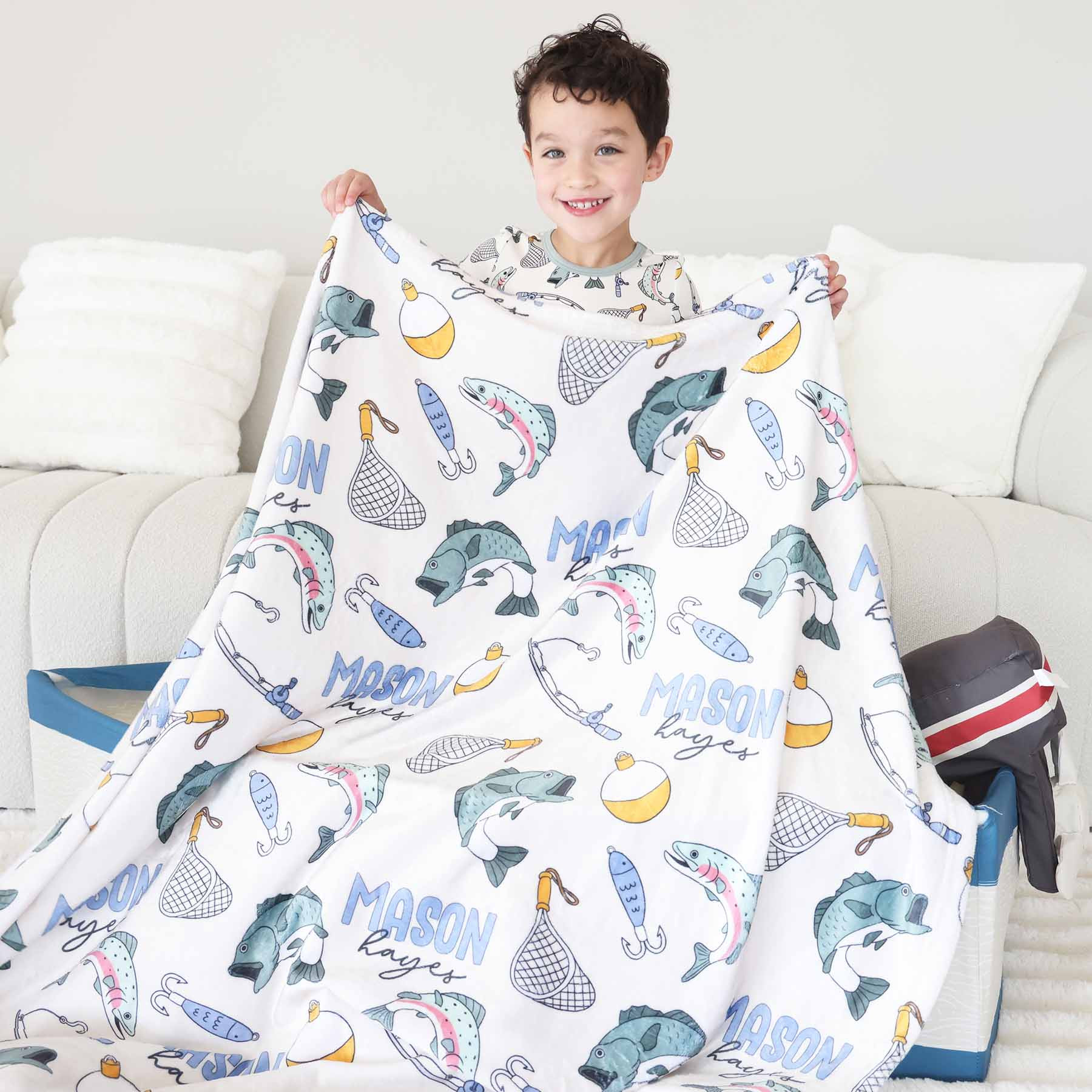 Catch of the Day Personalized Kids Blanket | Caden Lane