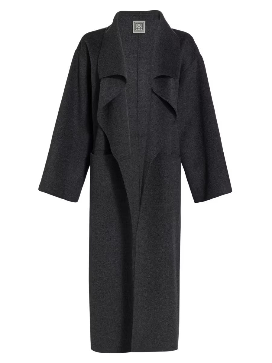 Draped Open-Front Wool Coat | Saks Fifth Avenue