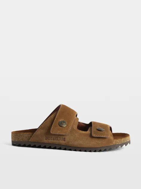 Santa Fe Flat Suede Sandals in Cognac for Women | Zadig&Voltaire | Zadig et Voltaire (US)
