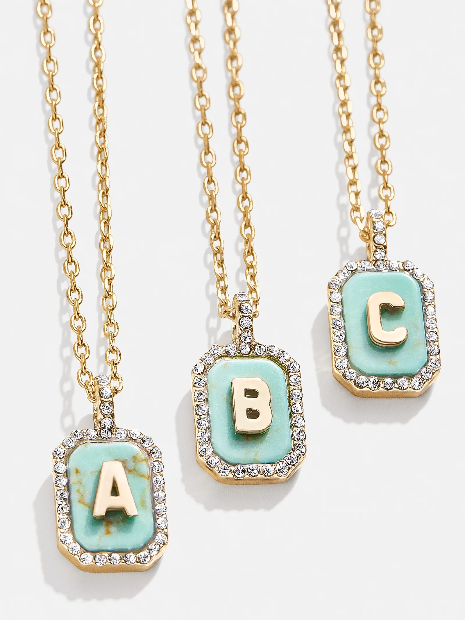 Gold & Turquoise Initial Necklace - Turquoise Stone | BaubleBar (US)