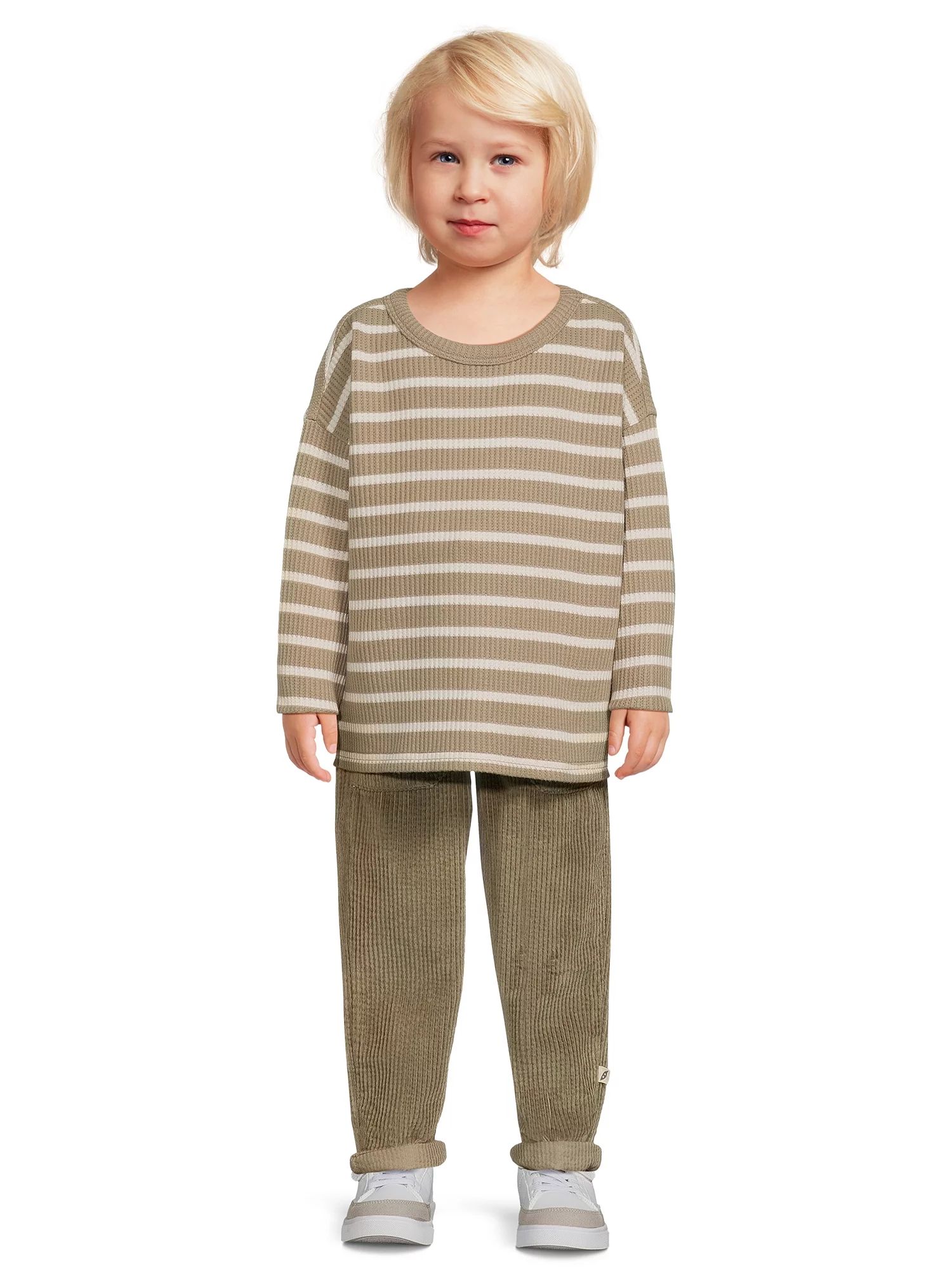 easy-peasy Toddler Boys Long Sleeve Waffle T-Shirt and Pants Outfit Set, 2-Piece, Sizes 12M-5T | Walmart (US)