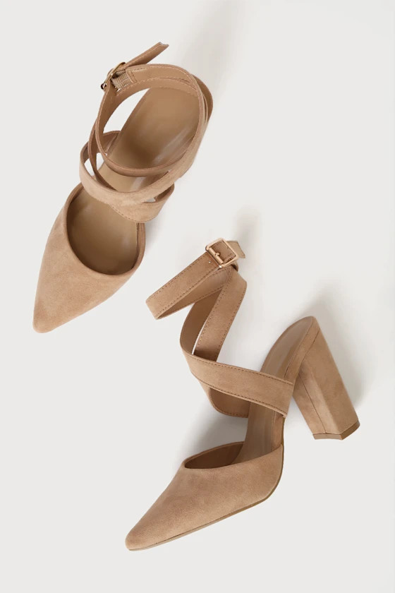 Briley Camel Suede Ankle Strap Pumps | Lulus (US)