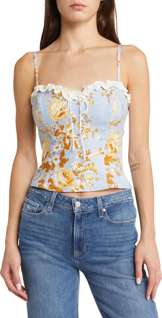 Skylar Floral Linen Bustier Top | Nordstrom
