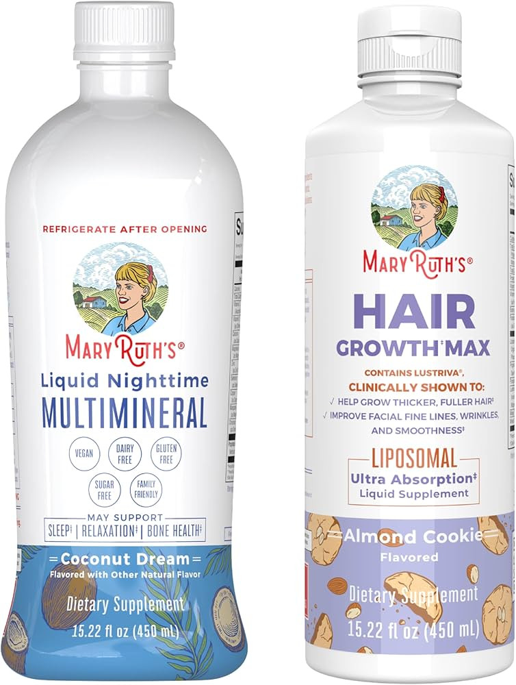 MaryRuth's Liquid Nighttime Multimineral (Coconut, 15oz) & Hair Growth Max Liposomal (Almond Cook... | Amazon (US)