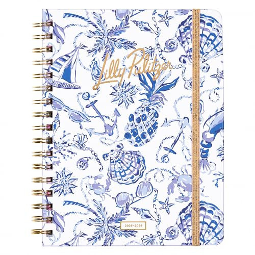 Lilly Pulitzer Large Monthly Planner August 2025 - December 2026, Monthly Agenda & Calendar, Stickers, Pockets, & Spiral Binding (Resort White Barefoot Beachcomber) | Amazon (US)