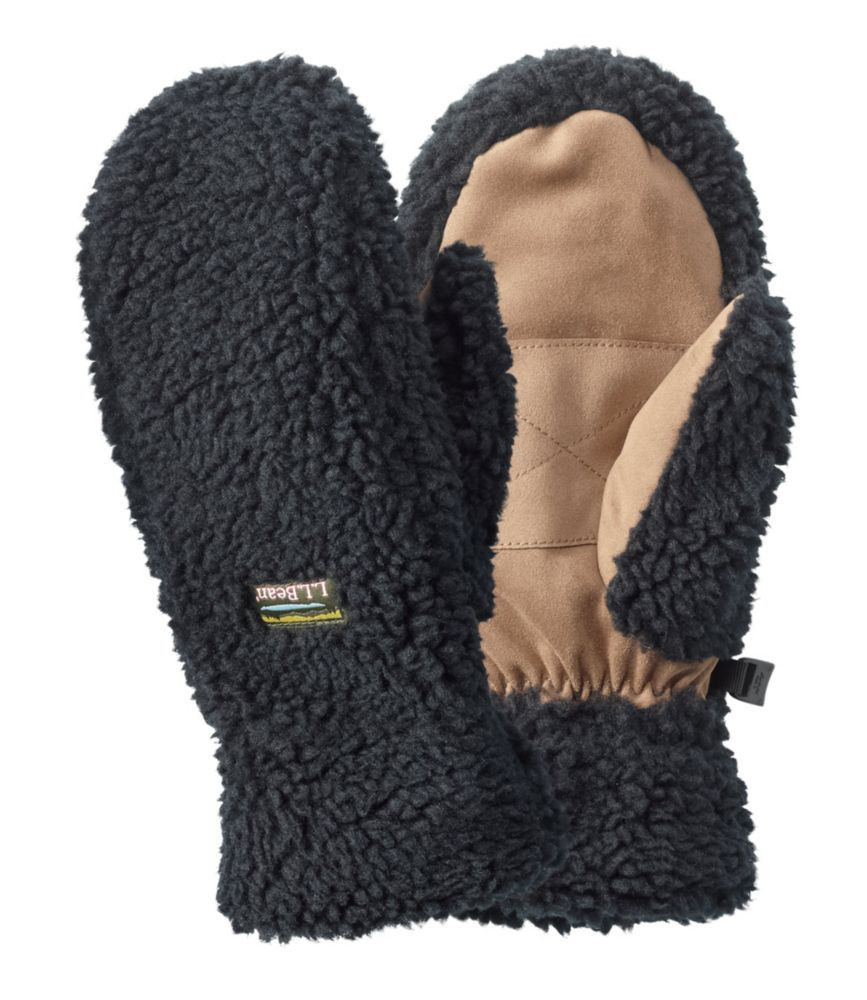 Women's Mountain Pile Fleece Mittens Black Small L.L.Bean | L.L. Bean