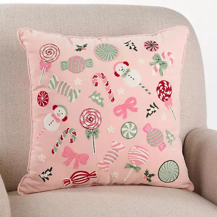 Pink Sweet Treat Holiday Pillow | Kirklands Home | Kirklands