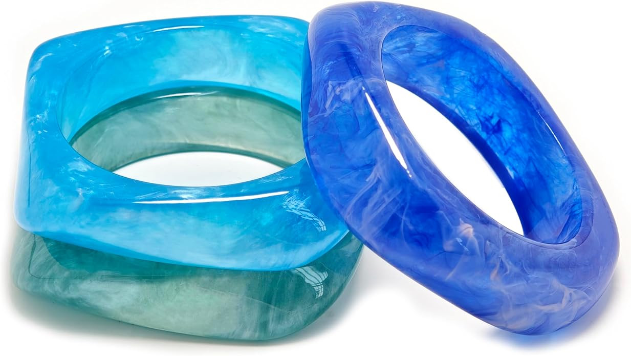 3Pcs Chunky Acrylic Bracelets for Women Large Square Chunky Acrylic Resin Bangle Bracelets Set Je... | Amazon (US)
