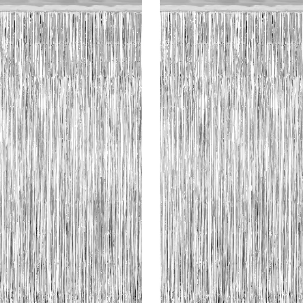 2 Pack Tinsel Backdrop, 3.28 FT x 7.05 FT Birthday Party Decorations, Silver Party Streamer Fring... | Amazon (US)