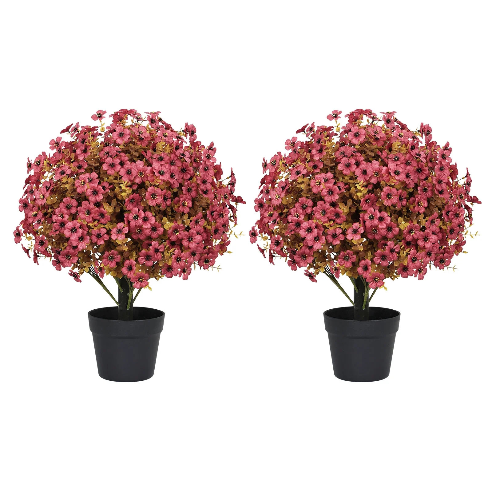 Poetree 2 Pack Artificial Burgundy Violet Flowers in Pot, Faux Fall Flowers for Front Porch, Pati... | Walmart (US)