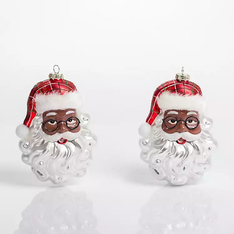 Merry Santa Face Ornaments, Set of 2 | Kirkland's Home