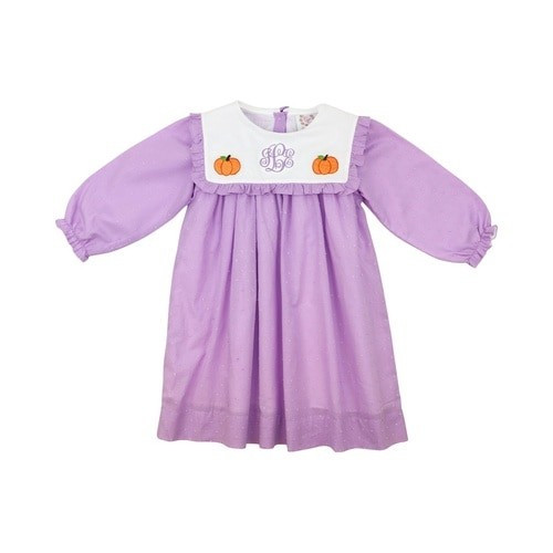 Lavender Swiss Dot Pumpkin Dress | Cecil and Lou