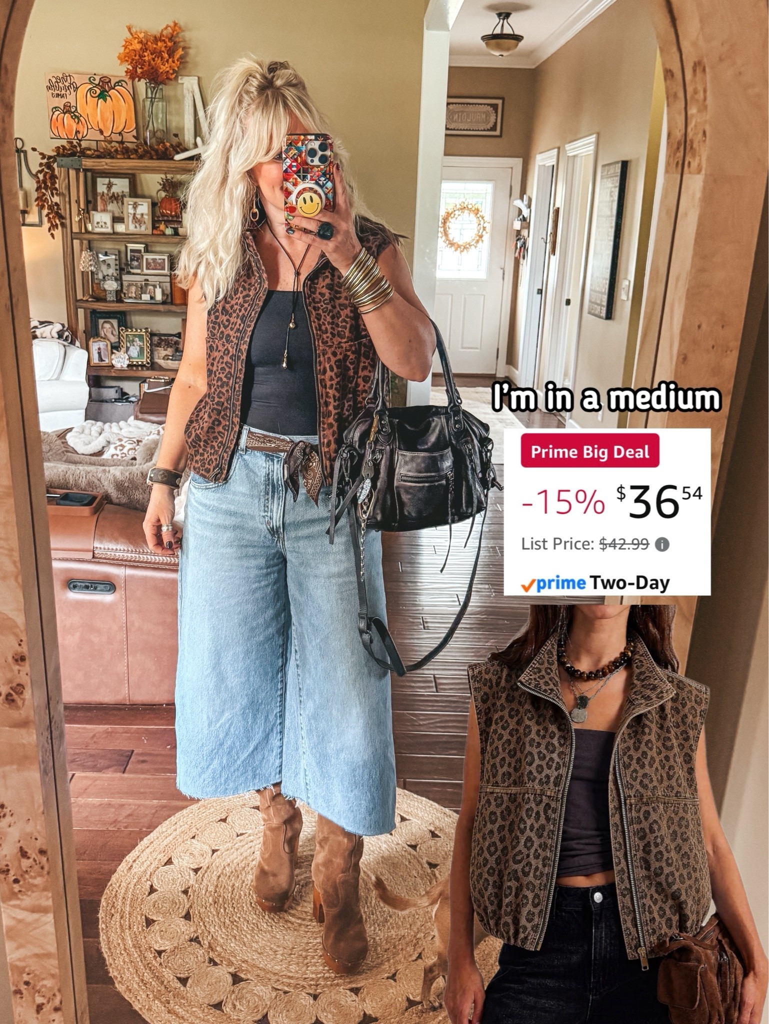 This leopard print vest is on sale! 
I’m in a medium.