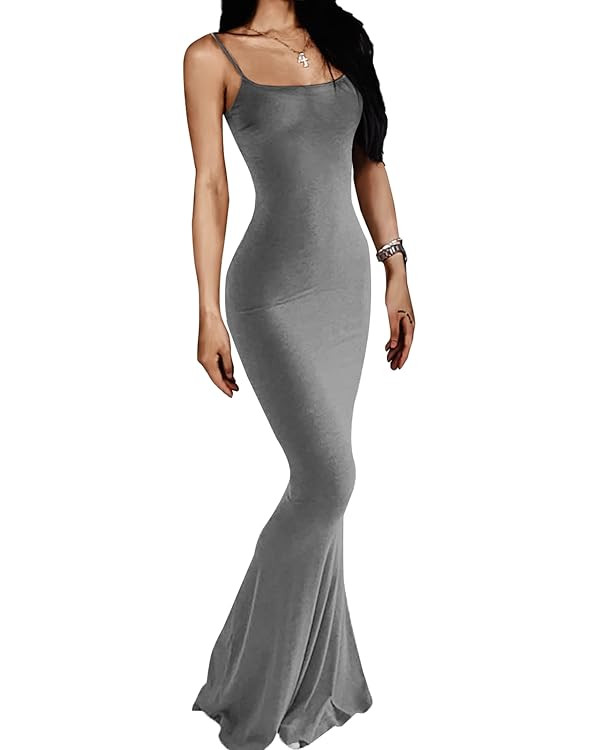 AnotherChill Women's Casual Lounge Slip Long Dress Sexy Sleeveless Backless Bodycon Maxi Dresses ... | Amazon (US)