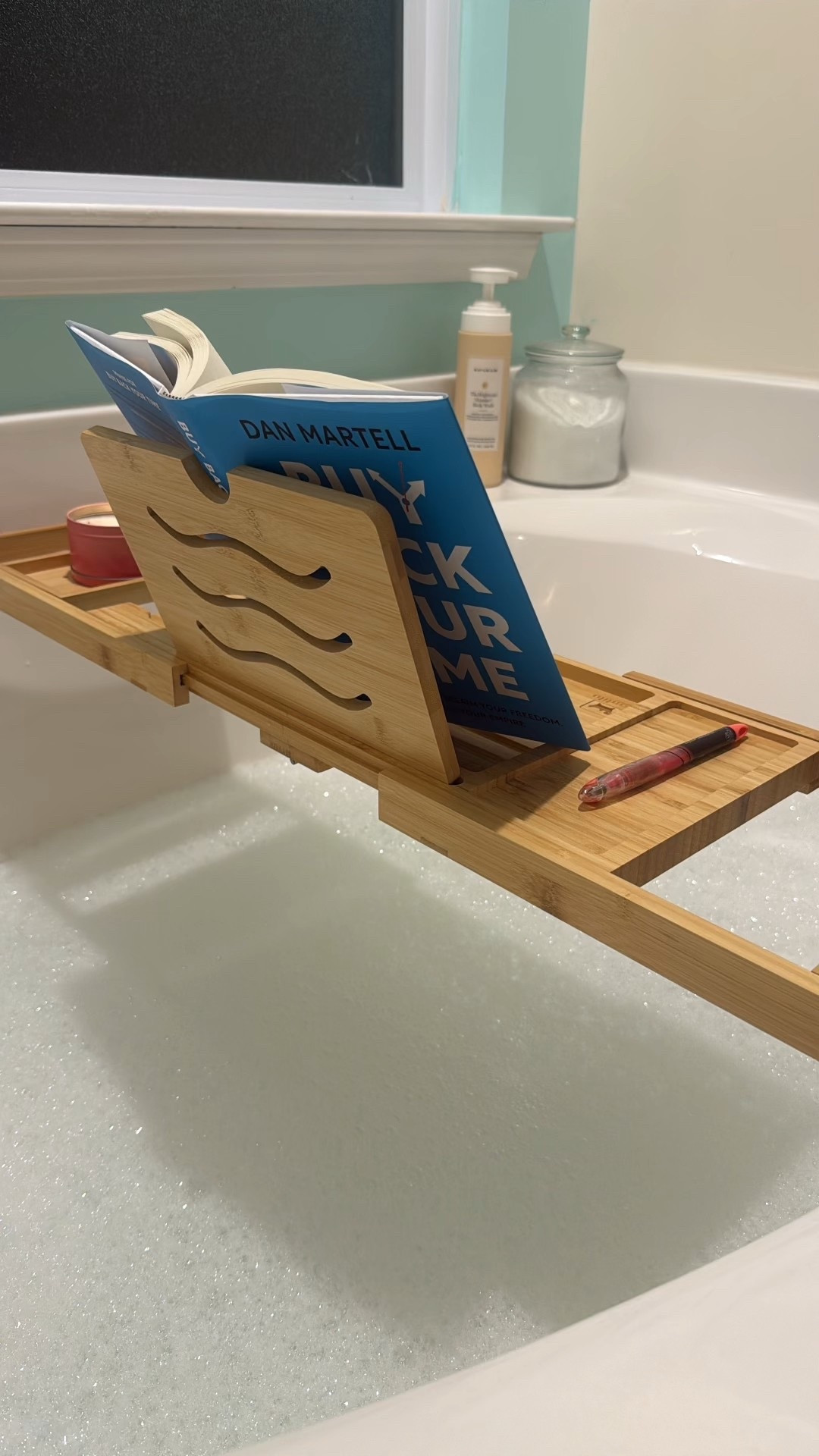 Bubbles, Book, Bath. 

Bath time should be relaxing. Bath Tray from Amazon

#LTKHome