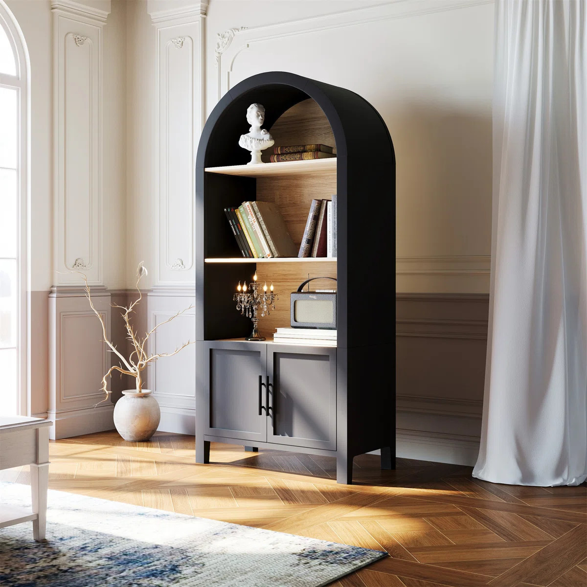 66.70 Inch Tall Arched Bookcase With Storage | Wayfair North America
