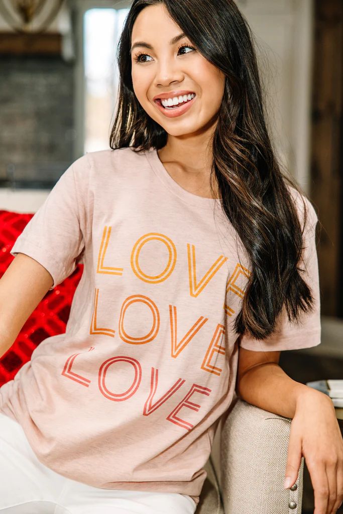 Love Love Love Heather Peach Graphic Tee | The Mint Julep Boutique