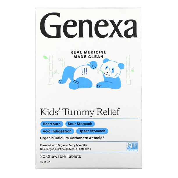 Genexa, Kid's Tummy Relief, Ages 2+, Organic Berry & Vanilla, 30 Chewable Tablets | Walmart (US)