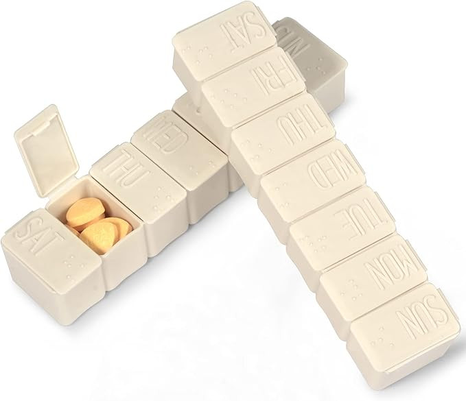 Pill Organizer-Pill Boxes for Travel, 7 Day with Braille Pill case Vitamins Fish Oil Supplements,... | Amazon (US)