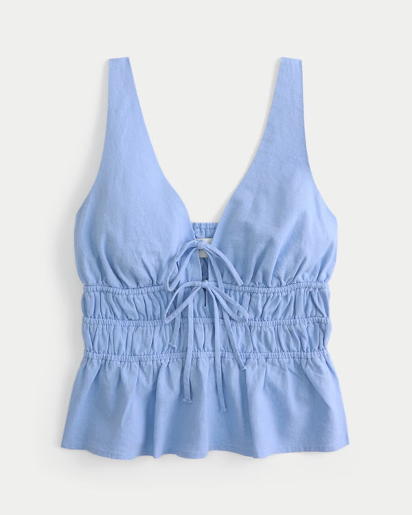 Linen-Blend Peplum Top | Hollister (EU)