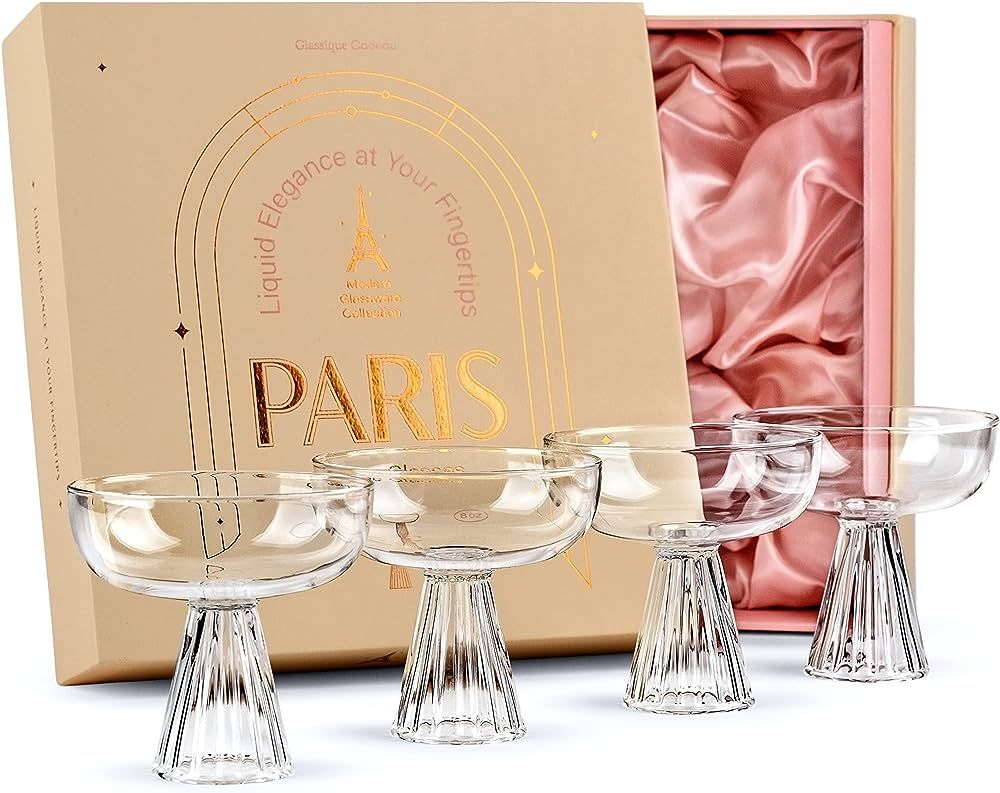 Paris Coupe Cocktail and Champagne Glasses for Daiquiri, Sidecar, Gimlet and Classic Bar Drinks |... | Amazon (US)
