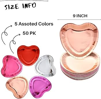 Winoo Design Valentines Plates - 50 PK - Heart Plates Paper Heart Shaped Plates for Valentines Da... | Amazon (US)