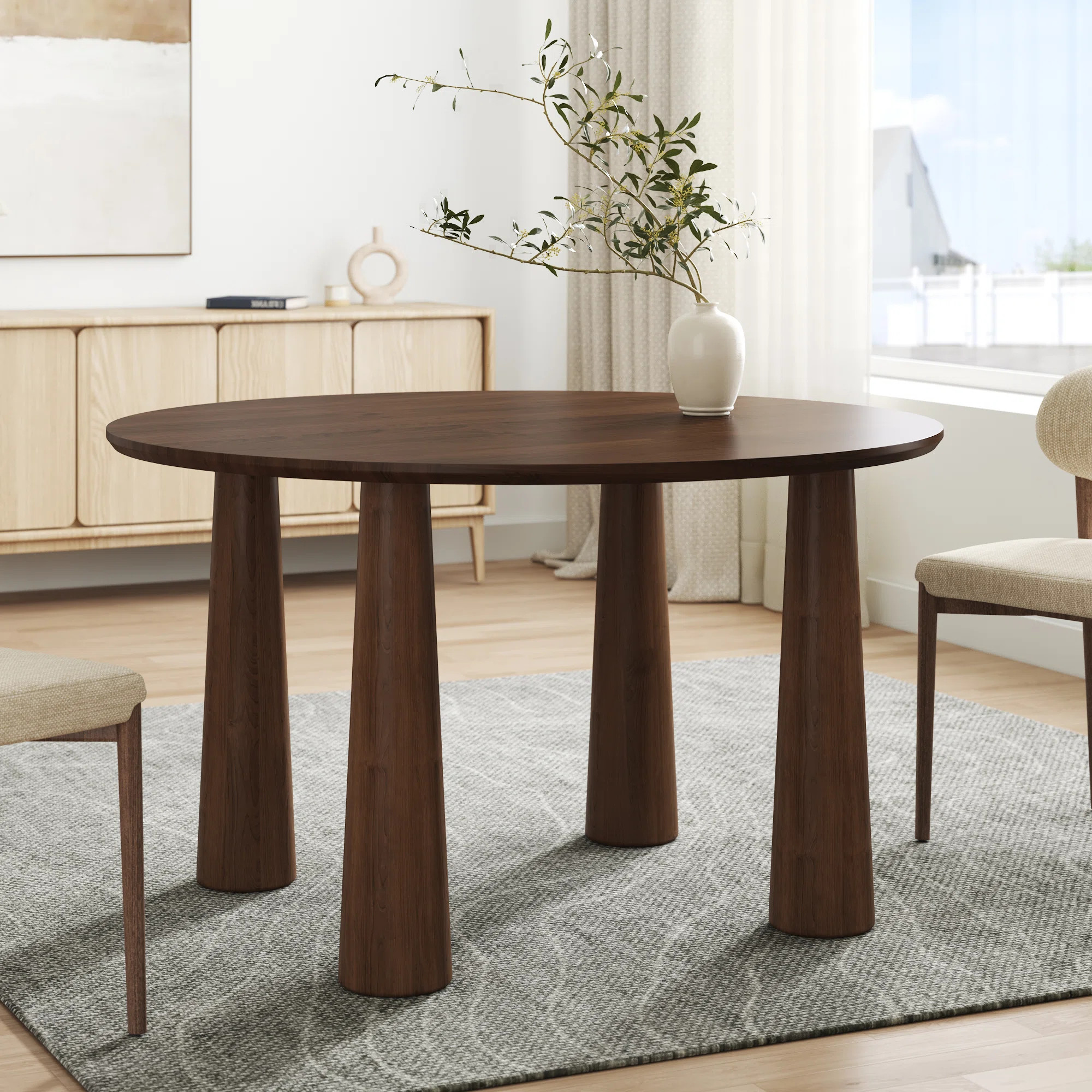 Caitlyn Soild Wood Round Dining Table with Four Leg | Wayfair North America