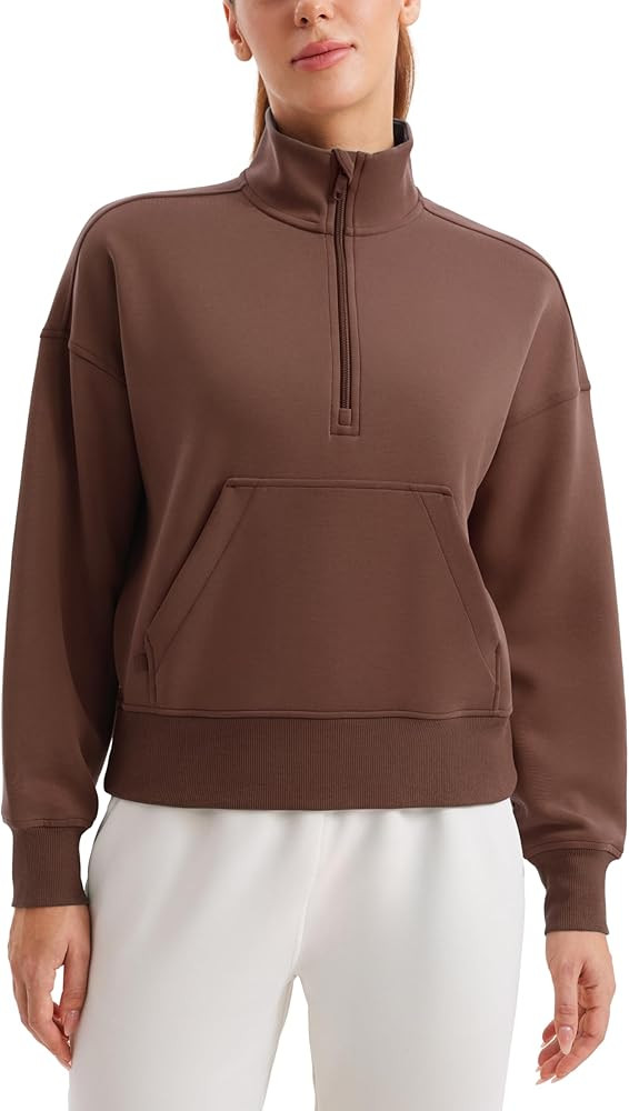 CRZ YOGA SoftAura Half Zip Sweatshirt for Women Long Sleeve Pullover Workout Casual Funnel Neck T... | Amazon (US)