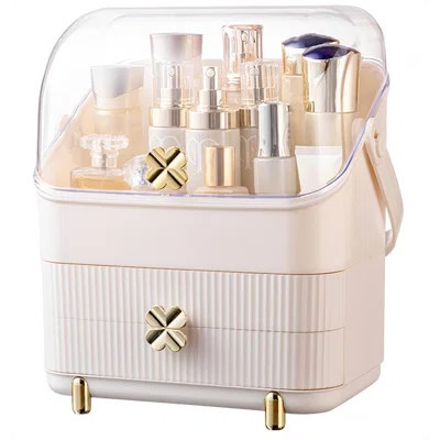 Preppy Skincare Organizers Makeup Organizer Holder Cosmetic Storage Box Display Case 3 Tiers Dust Free Cover Portable Handle 2 Rroomy Drawers Gift Gre | Wayfair North America