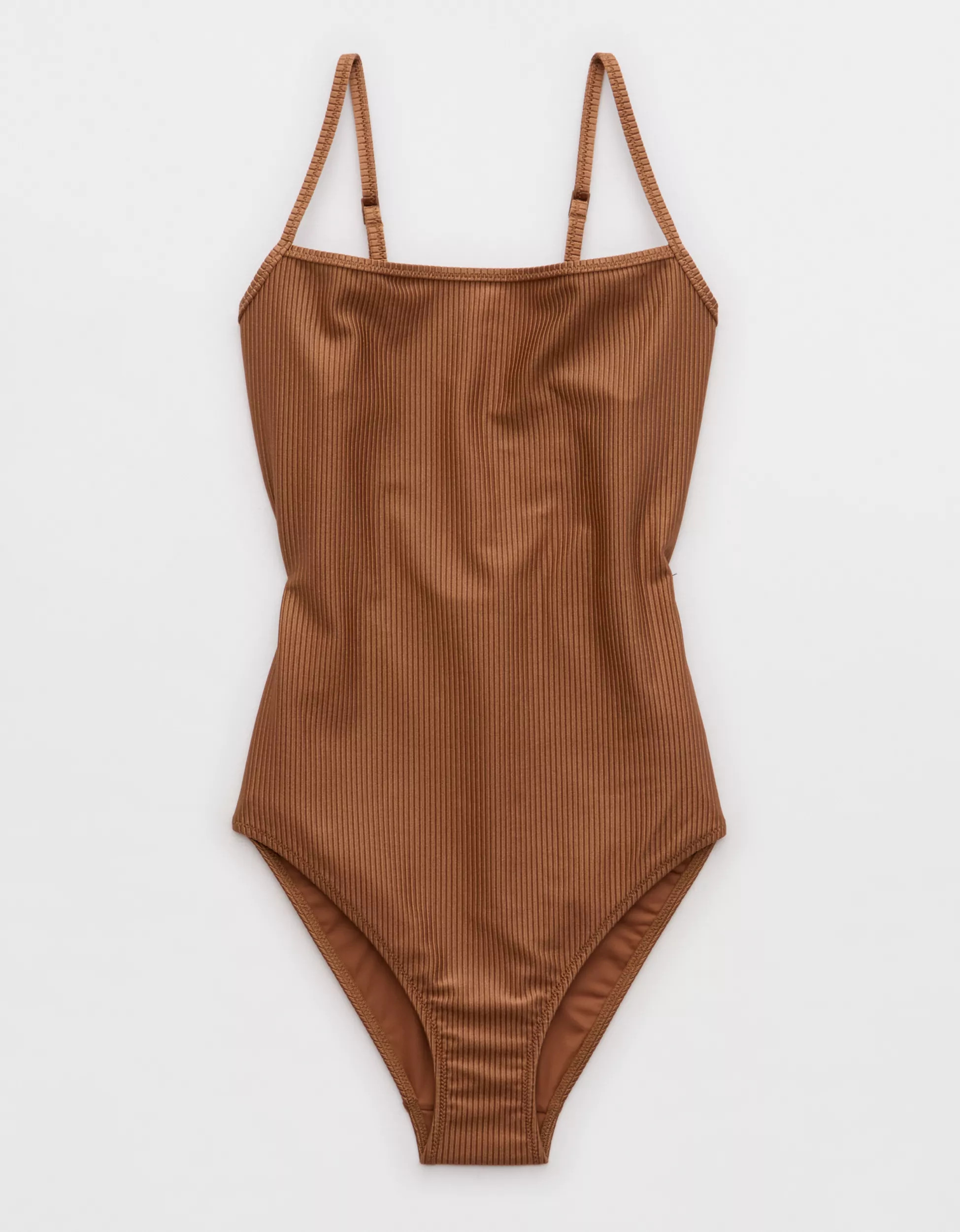 Aerie Shine Rib Scoop Full Coverage One Piece Swimsuit | Aerie