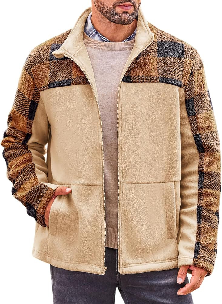 Beotyshow Mens Soft Polar Fleece Jacket Zip Up Printed Coat Casual Tribal Aztec Midweight Winter ... | Amazon (US)