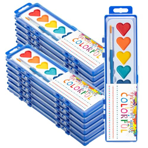 12 Pack Watercolor Paint Set, Washable Water Color Kids Paint Set with Paintbrush for Toddlers Adults, Art Supplies for Preschool Classroom Party Favor Valentines Gifts | Amazon (US)