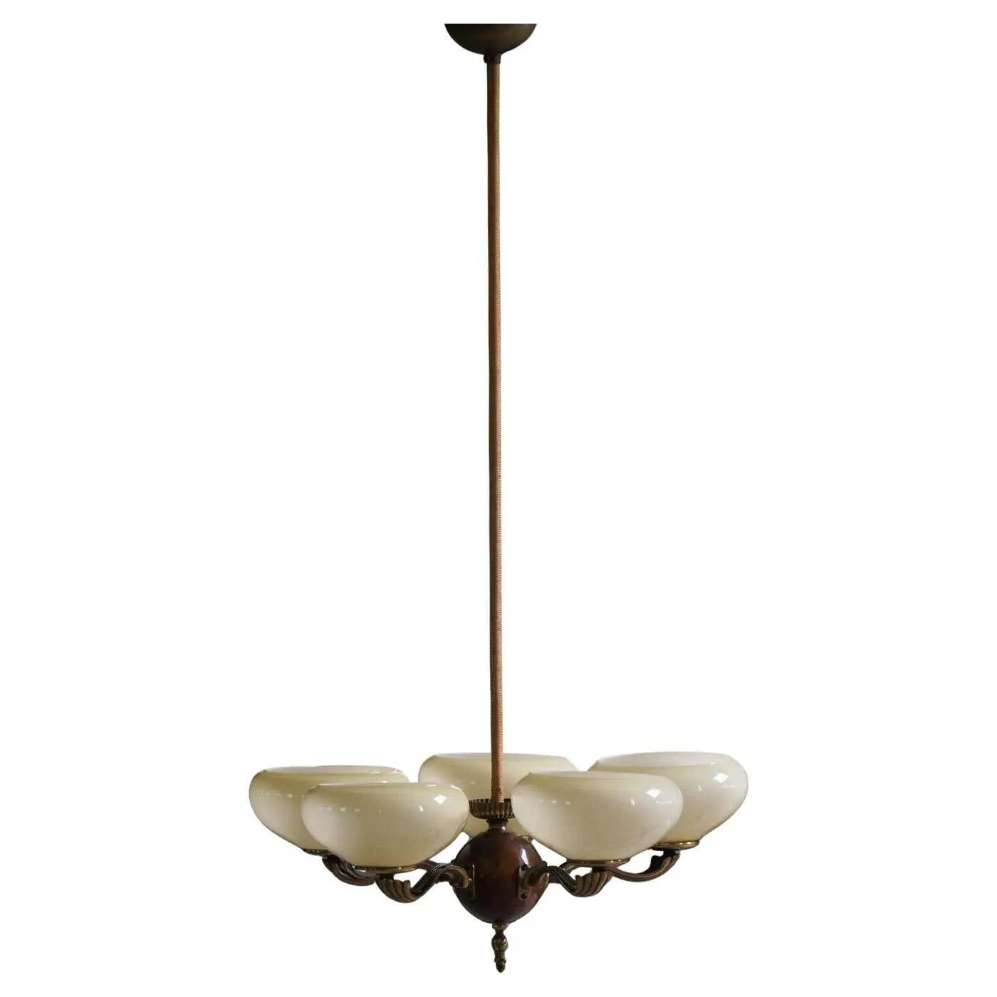 5 Arm Chandelier by Paavo Tynell, Model 1386/5 for Taito, Finland, 1930s | 1stDibs